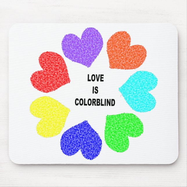 Interracial Love Rainbow Hearts Mousepad (Front)