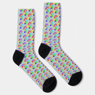 Interracial Love Rainbow Hearts Patterned Socks