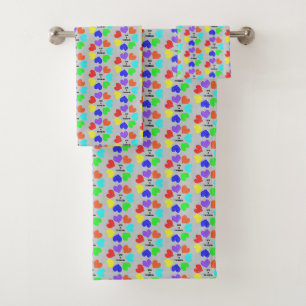 Interracial Love Rainbow Hearts Patterned Towels