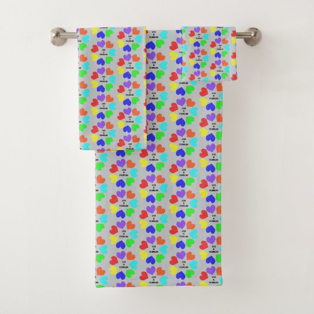 Interracial Love Rainbow Hearts Patterned Towels (Insitu)