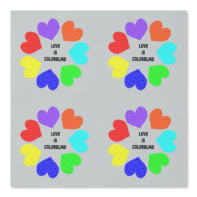Interracial Love Rainbow Hearts Patterned Wallpaper (Front)