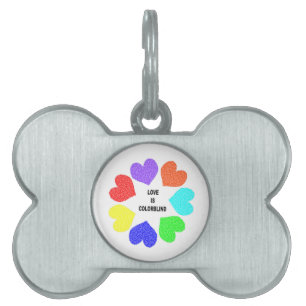 Interracial Love Rainbow Hearts Pet Tag