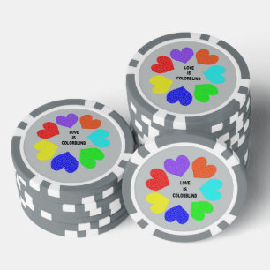 Interracial Love Rainbow Hearts Poker Chips
