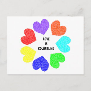 Interracial Love Rainbow Hearts Postcard