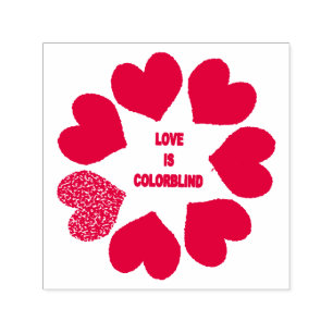 Interracial Love Rainbow Hearts Self Inking Stamp