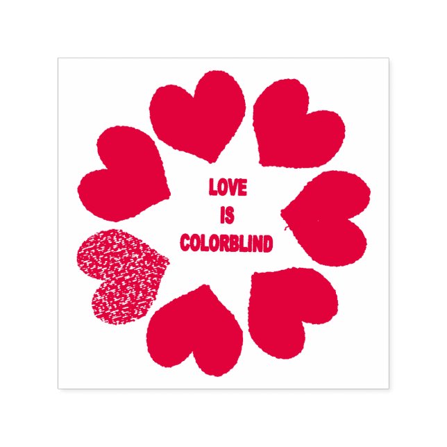 Interracial Love Rainbow Hearts Self Inking Stamp (Design)