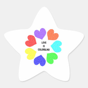 Interracial Love Rainbow Hearts Star Stickers