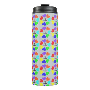 Interracial Love Rainbow Hearts Thermal Tumbler