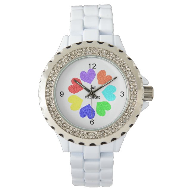 Interracial Love Rainbow Hearts Watch (Front)
