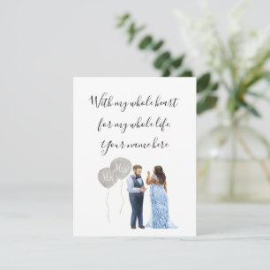 Interracial Wedding Couple Enclosure Card