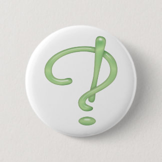 Interrobang! Green Glass 6 Cm Round Badge