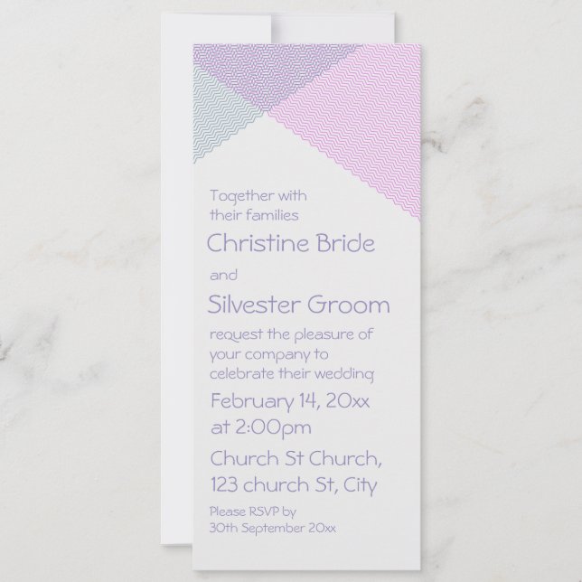 Intersecting Chevrons, 4x9.25 wedding Invitation (Front)