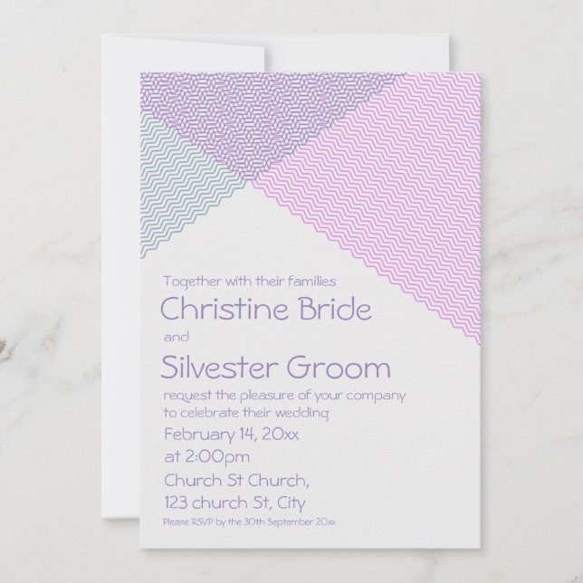 Intersecting Chevrons, 5x7 wedding Invitation (Front)