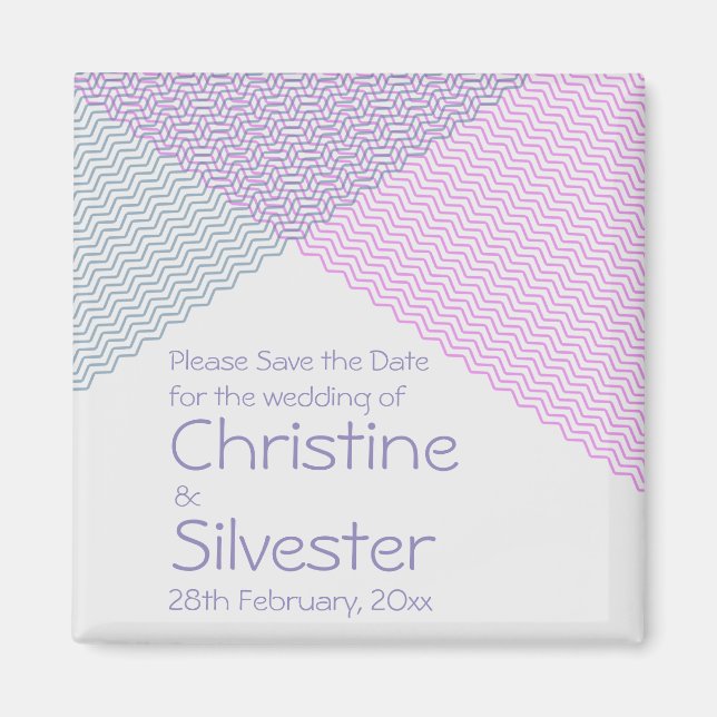 Intersecting Chevrons, square save the date Magnet (Front)