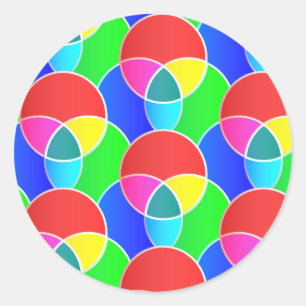 Intersecting circle shapes different pattern classic round sticker