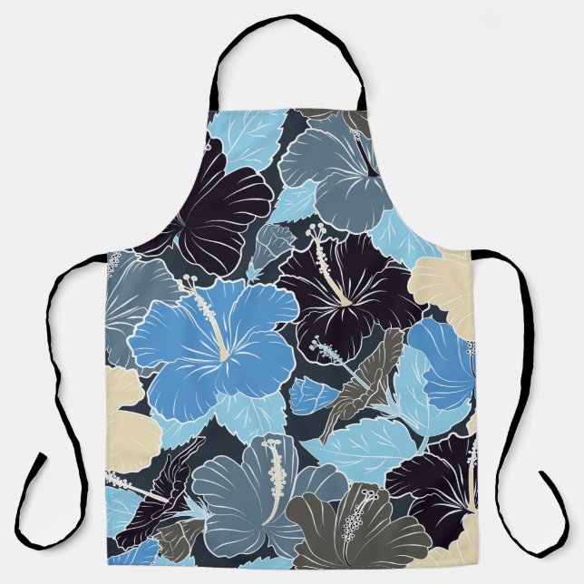 Intersecting curved elegant stylised hibiscus flow apron (Front)