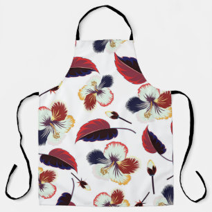 Intersecting curved elegant stylised hibiscus flow apron