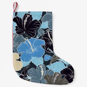 Intersecting curved elegant stylised hibiscus flow small christmas stocking