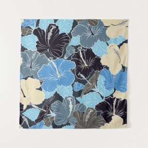 Intersecting curved elegant stylised hibiscus flow tapestry