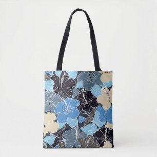 Intersecting curved elegant stylised hibiscus flow tote bag