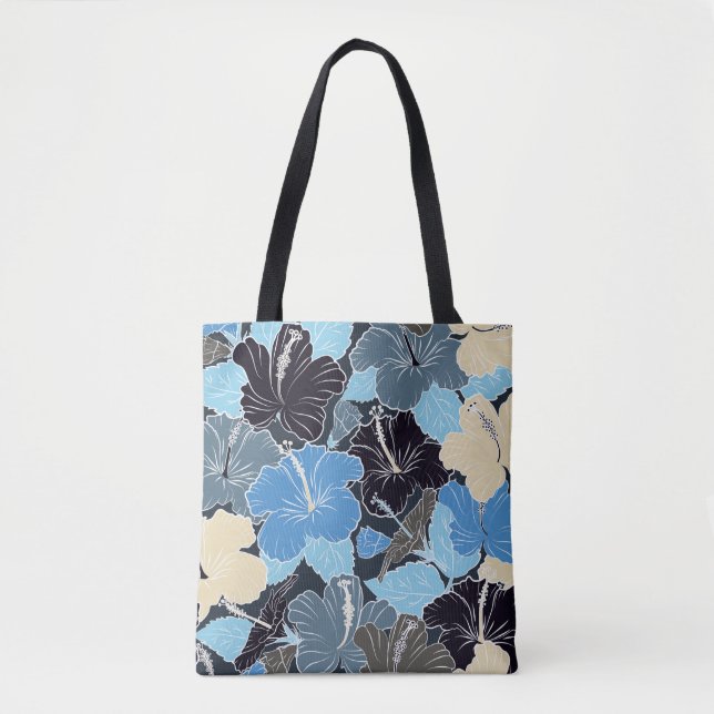 Intersecting curved elegant stylised hibiscus flow tote bag (Front)