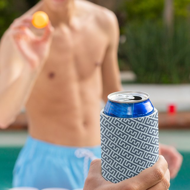 Intersecting E Alphabet Pattern Can Cooler (can cooler)