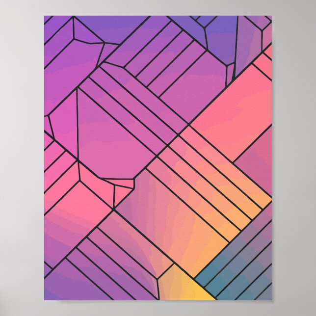 Intersecting Geometric Grid with Gradient Colour  Poster (Front)