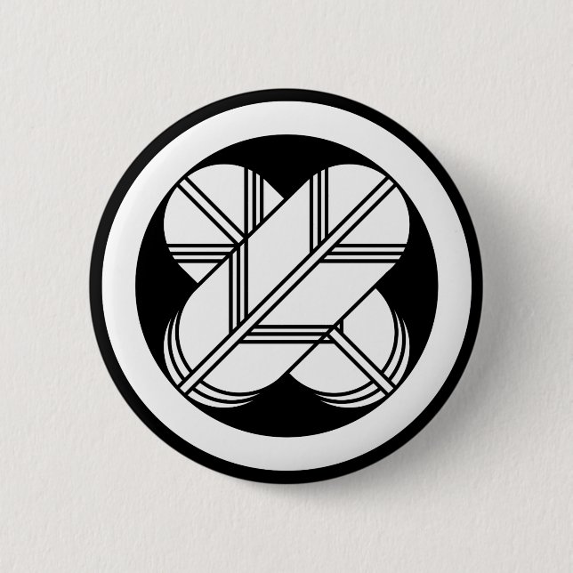 Intersecting hawk feathers in a circle 6 cm round badge (Front)