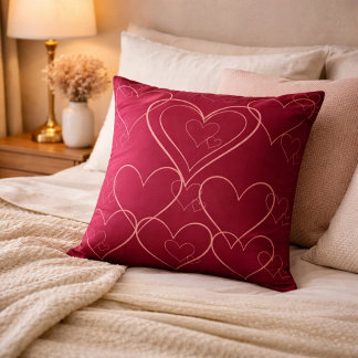 Intersecting Hearts Throw Pillow | Romantic Love 