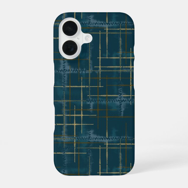 Intersecting lines and shapes creates a textured iPhone 16 case (Back)