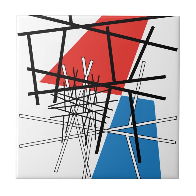 Intersection of Lines & Planes - Abstract Art Tile (Front)