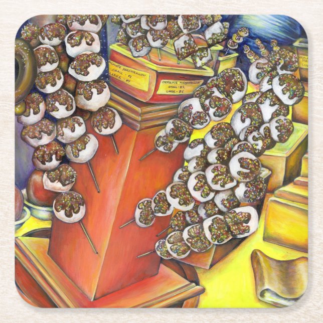 Intersection of Space and Commerce Square Paper Coaster (Front)