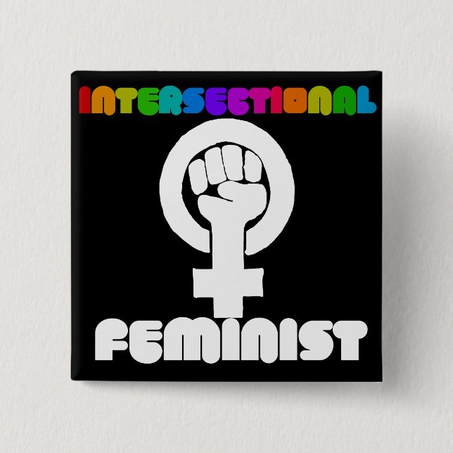 Intersectional feminist 15 cm square badge (Front)