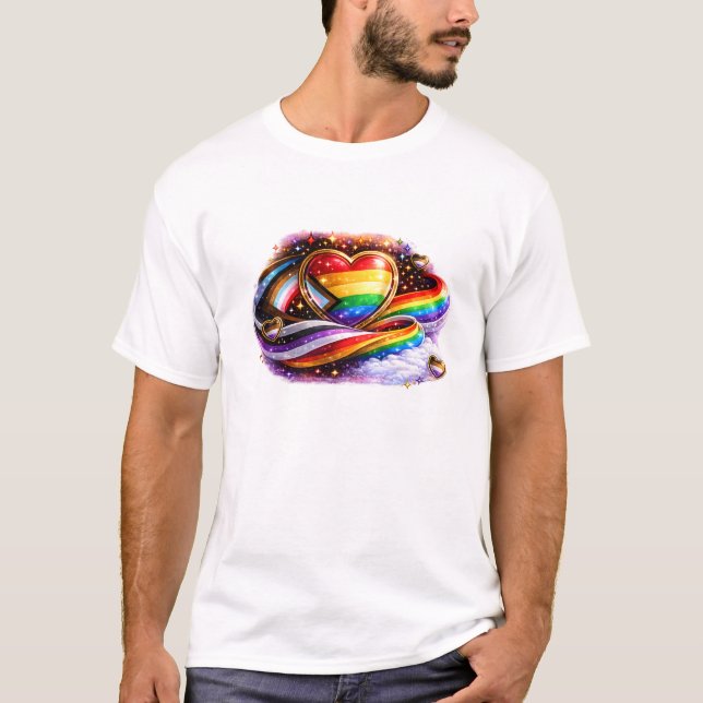 Intersectional Pride Rainbow Heart T-Shirt Design  (Front)