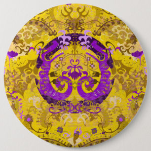 Intersex Dragon Damask - Intersex Pride Flag Colou 6 Cm Round Badge