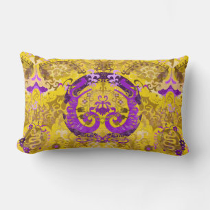 Intersex Dragon Damask - Intersex Pride Flag Colou Lumbar Cushion
