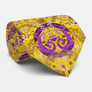 Intersex Dragon Damask - Intersex Pride Flag Colou Tie