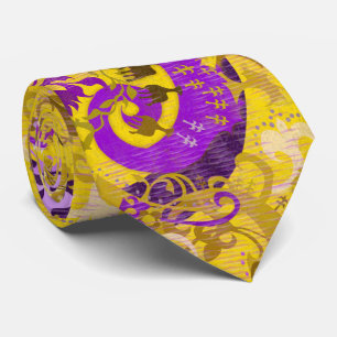 Intersex Dragon Damask - Intersex Pride Flag Colou Tie