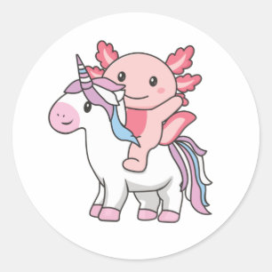 Intersex Flag Pride Lgbtq Axolotl On Unicorn Class Classic Round Sticker