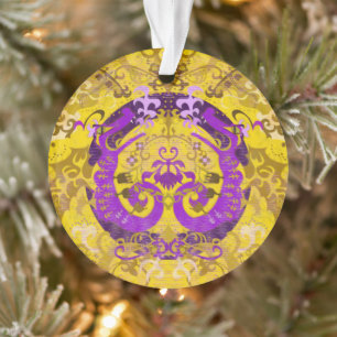 Intersex Pride Flag Colours Dragon Damask Ornament