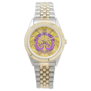 Intersex Pride Flag Colours Dragon Damask Watch