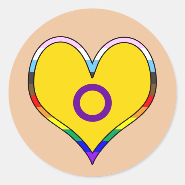 Intersex Pride Heart  Classic Round Sticker (Front)