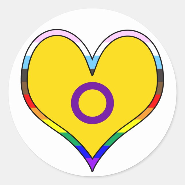 Intersex Pride Heart  Classic Round Sticker (Front)