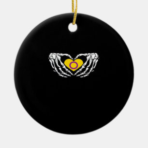 Intersex Pride Skeleton Halloween Goth Heart Class Ceramic Ornament