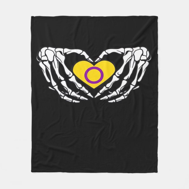 Intersex Pride Skeleton Halloween Goth Heart Class Fleece Blanket (Front)