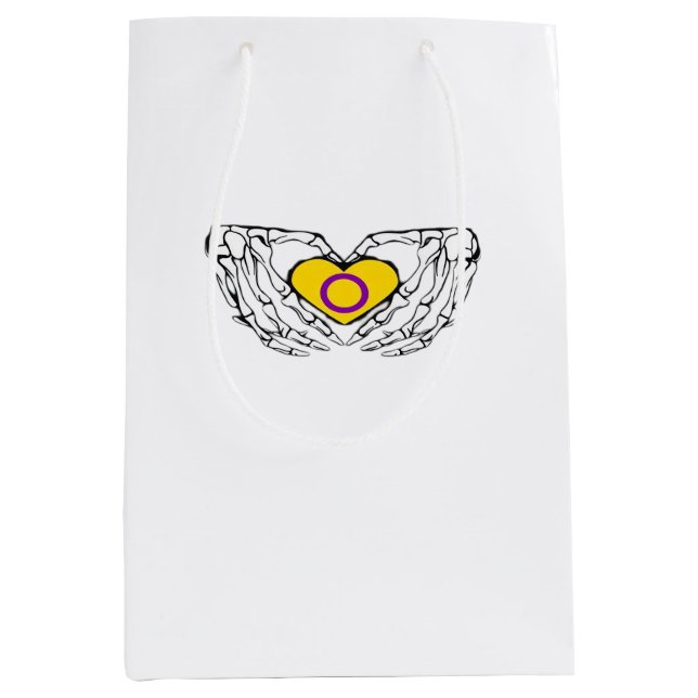 Intersex Pride Skeleton Halloween Goth Heart Class Medium Gift Bag (Front)