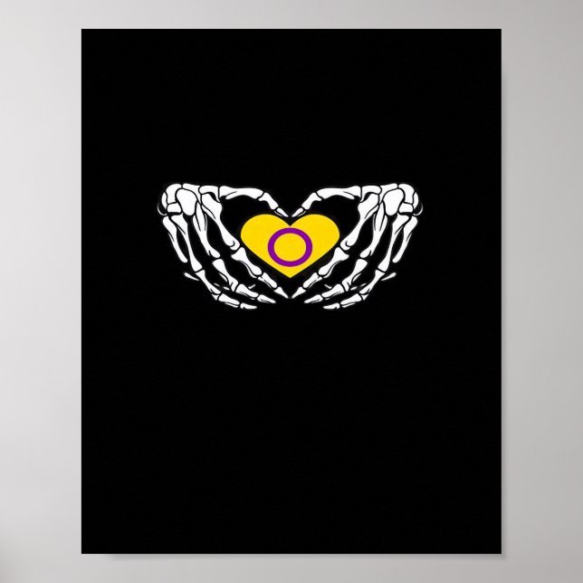 Intersex Pride Skeleton Halloween Goth Heart Class Poster (Front)