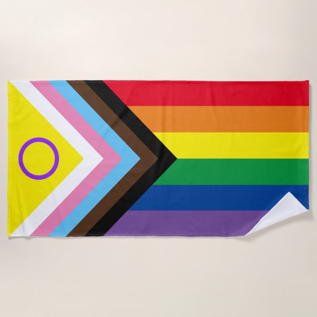 Intersex Progress Pride Flag Beach Towel (Front)