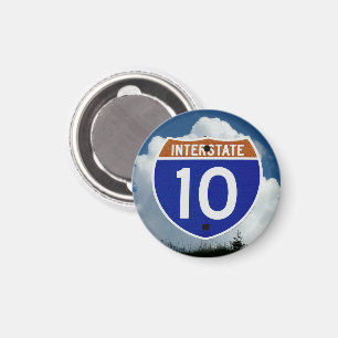 Interstate 10 Highway Shield, Clouds and Sky Magnet