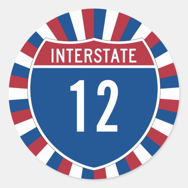 Interstate 12 classic round sticker (Front)